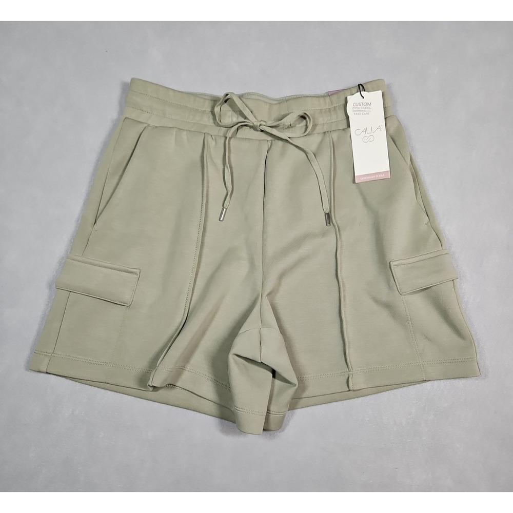 Calia Womens Green Sandwash‎ Scuba High Rise Cargo Shorts Size Small NWT